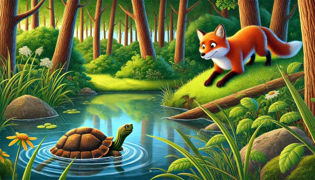 The turtle and the hungry fox